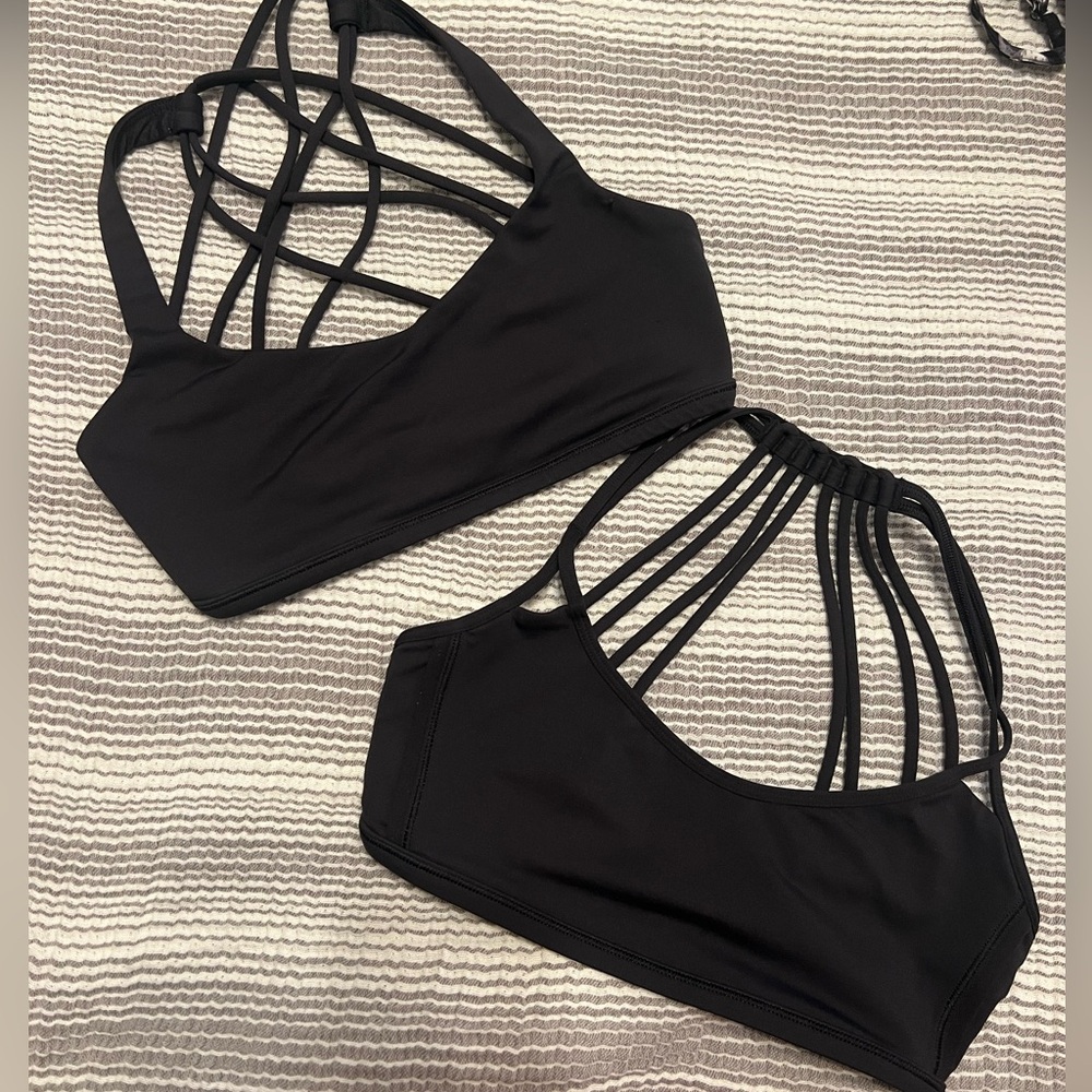 Lululemon Black Strappy Yoga Bra - Set of 2 XXS